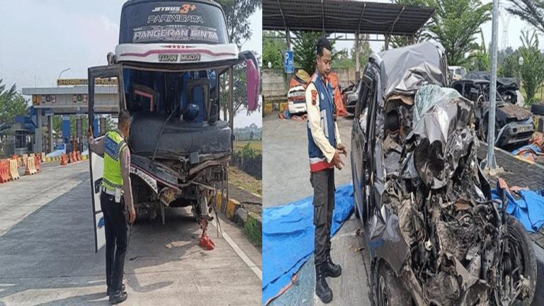 Tabrakan BRV Dengan Bus Bonek di Tol Pekalongan, Diduga Lawan Arah